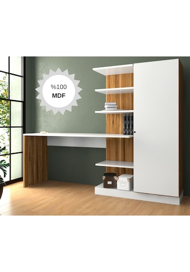 Bicabin Narin Raflı Dolaplı Çalışma Masası Mdf