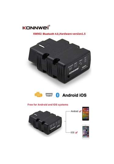 Konnweı Kw902 Mini Bt 4.0 Kablosuz Obd-II Araba Otomatik Teşhis Tarama Dedektörü Test Cihazı Tarayıcı