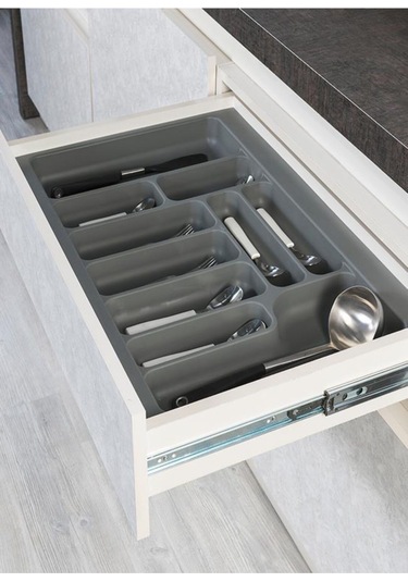 S-2281-g Çekmece Içi Plastik Kaşıklık Gri En:24-22 D:49-38 Cm Arası Kesilir 4 Göz Gri