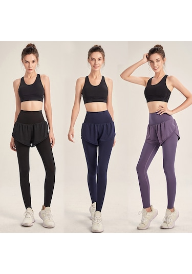 Springsun Kadınlar İçin 2'li Spor Tayt - Esnek Bel, Cep Ve Nefes Alabilir Kumaş 110 Karakter SiYAH Siyah