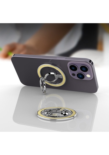 Soulader Manyetik Halka Destekli Akıllı Telefon Standı - 360 Derece Dönebilen Parmak Tutucu Ve Kickstand Özellikli Şık Telefon Aksesuarı Sarı