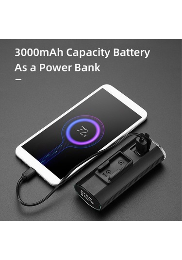 Yifomall 3 Kafa Led Bisiklet Işığı 750 Lumen 3000mah Şarj Edilebilir Pil Ipx5 Su Geçirmez Usb Powerbank Özellikli Ayarlanabilir Sürüş Işığı