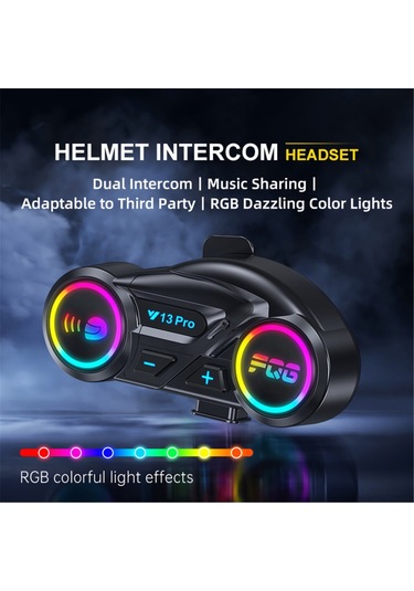 Vkemall Y13pro 2 Kişilik İnterkom Kask Bluetooth Kulaklık Su Geçirmez Gürültü Azaltıcı Motosiklet Kulaklık Kask Kulaklık 1 Adet