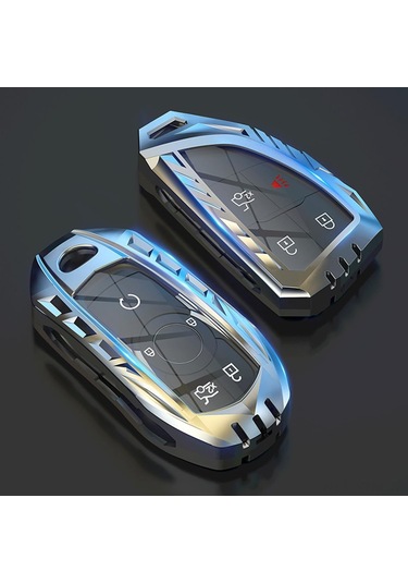 Geeksen Chevrolet 2021-2022 Model 3/4/5/6 Tuşlu Akıllı Anahtar İçin Alüminyum Korumalı Kılıf Gri Anahtar Zinciri İçerir