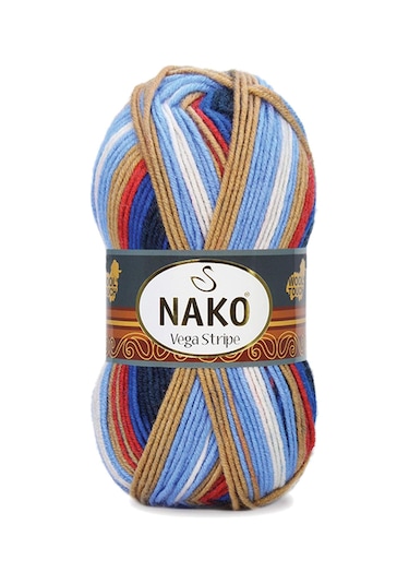 5 Adet Vega Stripe Premium Akrilik El Örgü İpi Yünü No: 82411 RYL-NWNKVS82411-5