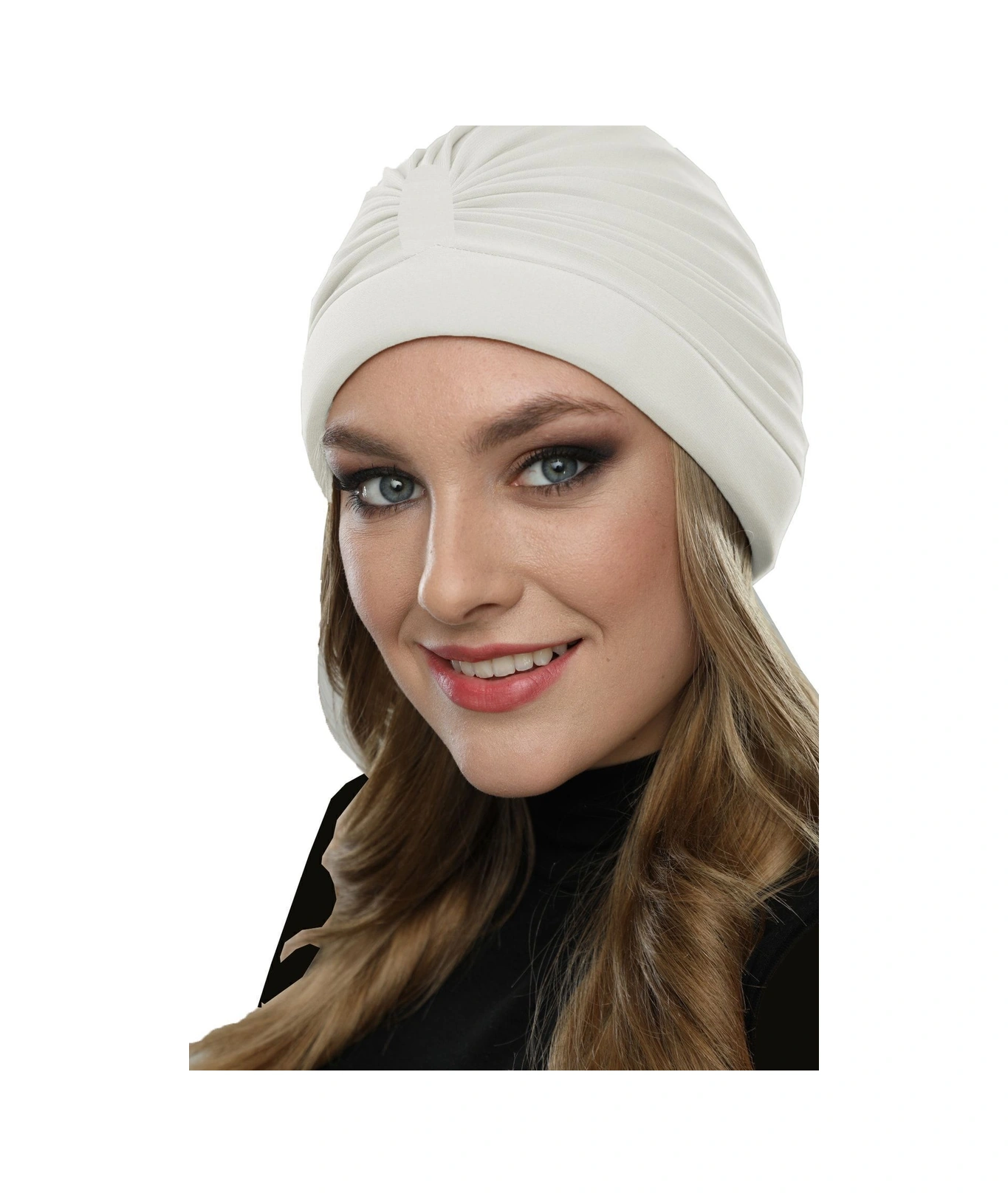 Bantlı Ön Ve Ensesi Bantlı Nervürlü Krem Süngerli Hazır Türban Tesettür Bone Havuz Bonesi Krem