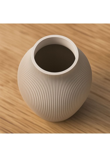 Kabartmalı Modern Dekoratif Vazo - Fibrika Store Beyaz