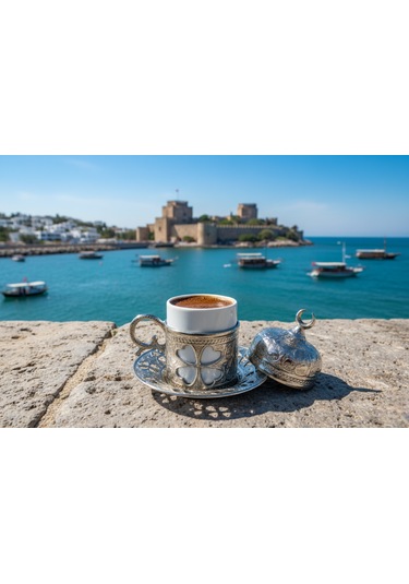 Yonca Desenli 6 Kişilik Porselenli Kapaklı 24 Parça Gümüş Renk Fincan Seti Gümüş