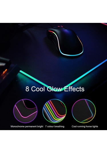 Ruicoo Rgb Aydınlatmalı Büyük Boy Oyun Mouse Pad - Usb Bağlantılı, 8 Işık Efekti, Kaymaz Taban
