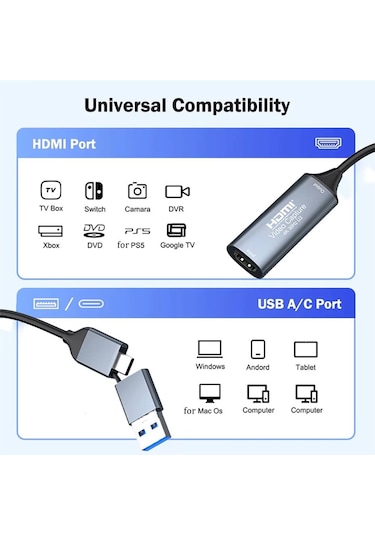 Markofist Mf-cc13 Hdmı Type-c & Usb Video Capture Card 1080p 30fps
