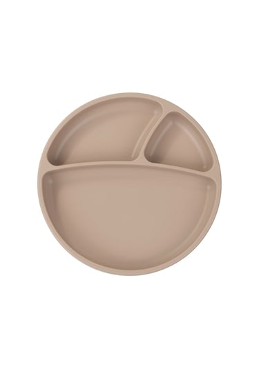 Oioi Porsiyon Vakum Tabanlı Silikon Tabak Bej