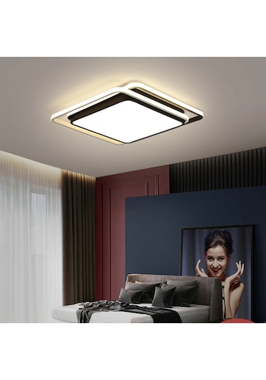 Sarmal Kare Tavan Lambası,modern Led Aydınlatma Siyah