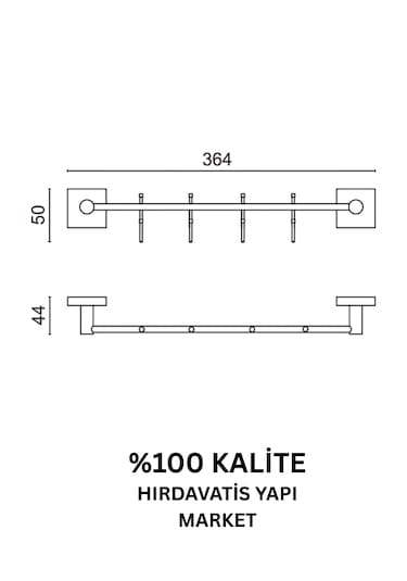 Çelik Banyo Paslanmaz Pirinç Vizyon 4 Lü Askılık Gri