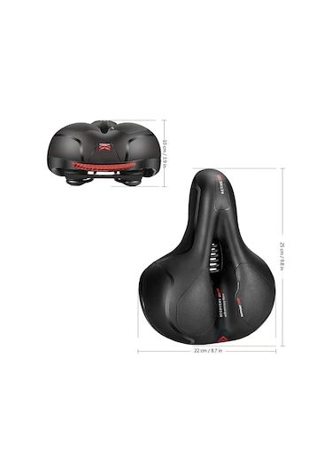 Bisiklet Koltuk Sele Airzone Hava Kanallı Reflektörlü Elastomer Yaylı Soft Doku Selesi Geniş Sele Siyah
