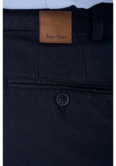 Koyu Lacivert Desenli Armürlü Pamuklu Yan Cepli Slim Fit Dar Kesim Casual Pantolon 1003235120-koyu Lacivert Koyu Lacivert