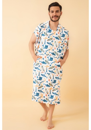 Shark Yetişkin Sörf Panço Kapüşonlu Plaj Havlusu Sm Beden