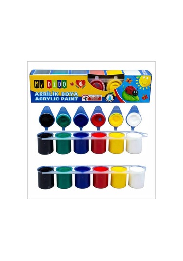 2 Adet 6lı 25 Ml Akrilik Boya 6x25 Toplam 150 Ml Çok Renkli