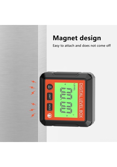 Honmex Dijital İklinometre - Lcd Arka Işık, Manyetik Taban, Açı-eğim Dönüşümü, Veri Kilidi, 4x90 Ölçüm Aracı Kırmızı Ve Kırmızı