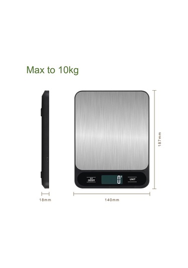 Siyah Şarj Edilebilir 1 Adet Siyah Gıda Ölçeği 10 Kilogram Siyah