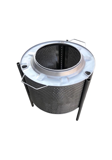 Ateş Çukuru Altı Kapalı Kulplu Model Bahçe Şöminesi Gri