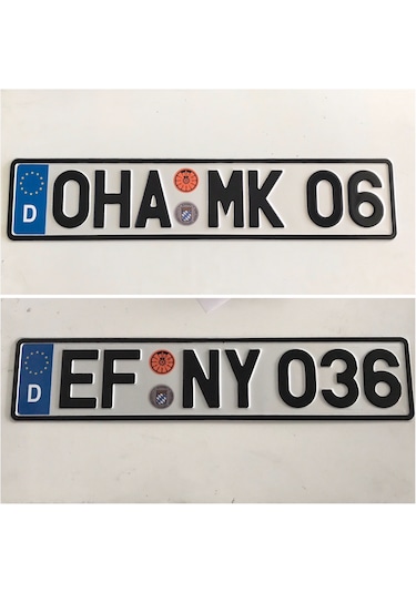 Alman Plaka, Dekor Plaka, Sarı Plaka, Süs Plakası, Yabancı Plaka