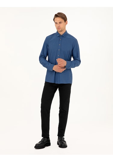 Pierre Cardin Erkek İndigo Gömlek Desenli 50293255-vr028 İndigo