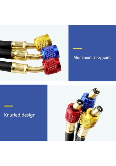 Singree R22/r134a/r410a Soğutucu Yükleme Hortumu Seti, 800 Psi Çalışma Basıncı, 1m Dayanıklı Kauçuk, Otomobil Ve Konut Klimaları İçin