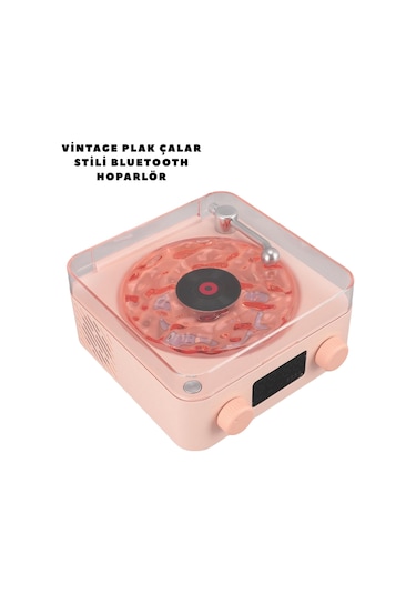 Retro Bluetooth Hoparlör Pembe