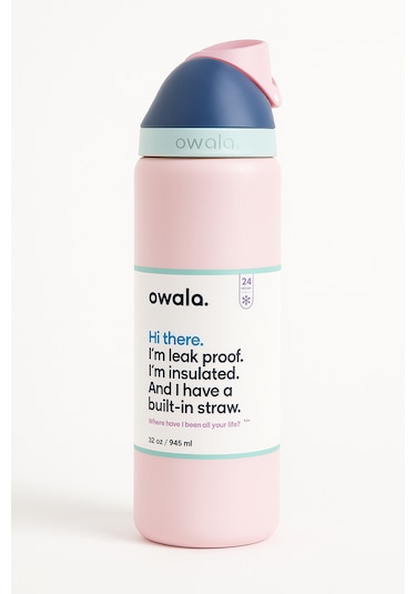 Owala 32 Oz 946 Ml Freesip Çift Katmanlı Paslanmaz Çelik Termos Kilitli Kapak Açık Pembe