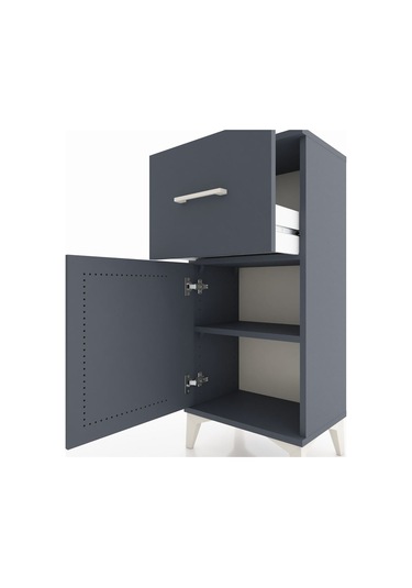 Arges Komodin Tek Raflı Tek Çekmeceli Tek Kapaklı 44x30x96 Antrasit-antrasit Antrasit