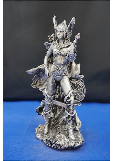 Frigga Tanrıca Heykeli - 25 Cm Mitolojik Dekoratif Biblo, Ev & Ofis Aksesuarı Gümüş