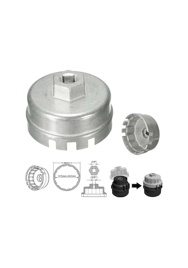 Sones 64.5mm Alüminyum Yağ Filtresi Anahtarı Kapağı Soket Sökücü Aracı Lexus Toyota Corolla Highlander Rav4 Camry Evrensel Konut Gümüş