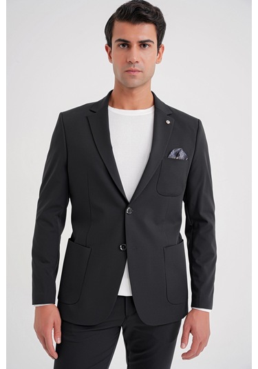 C 697 Ceket Regular Fit Siyah-1 Casual Siyah