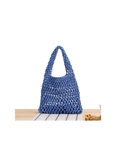 Suntek Omuz Çantası Saplı Çanta Plaj Tote Kadın Piknik Mavi Mavi