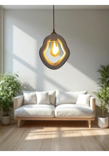 Bohem Beton Görünümlü Modern Minimalist Avize Ayarlı E27 Duy Salon Mutfak Yatak Odası Ofis Kafe Gri
