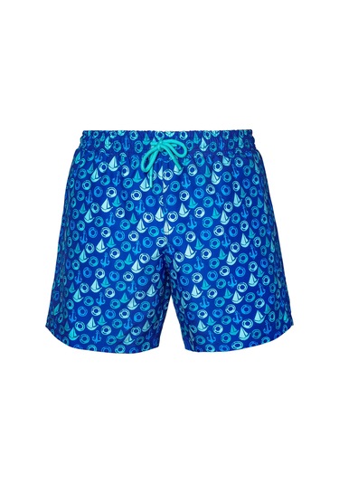 Anemoss Yelken Üç Cepli İçi Fileli Bel Lastik Ve Bağlama İpli Erkek Deniz Şortu Çok Renkli