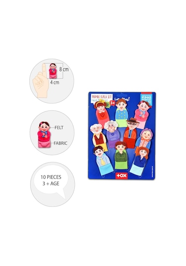 Tox Aile 10 Parça Parmak Kukla . Eğitici Oyuncak T752