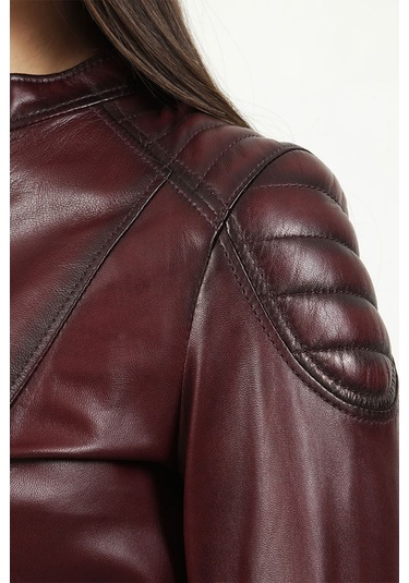 Dericlub Yb-2156 Gerçek Deri Kadın Mont Bordo