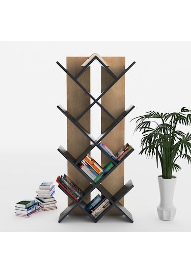 Lagomood Rahle Kitaplık Antrasit Meşe