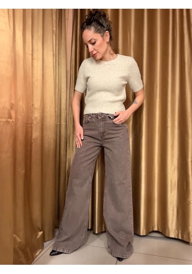 Ali Butik Kahve Fem Geniş Paça Jean Kahve