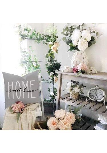 Folinda Köy Stili Ahşap Desenli 4'lü Yastık Kılıfı - 45x45cm Gri Ve Krem Renkli, Örtülü Fermuar, Poliester Kumaş, Ev Dekorasyonu Haki - Gri