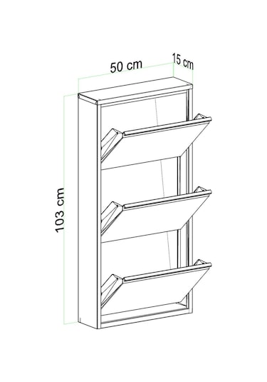 3 Kapaklı Metal Ayakkabılık Beyaz Beyaz