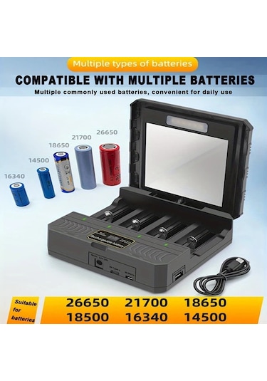 Xuweiwei 1 Bilgisayar Güneş Enerjili Usb Li İon Pil Şarj Cihazı 3 7v 18650 26650 21700 Şarjör Power Bank