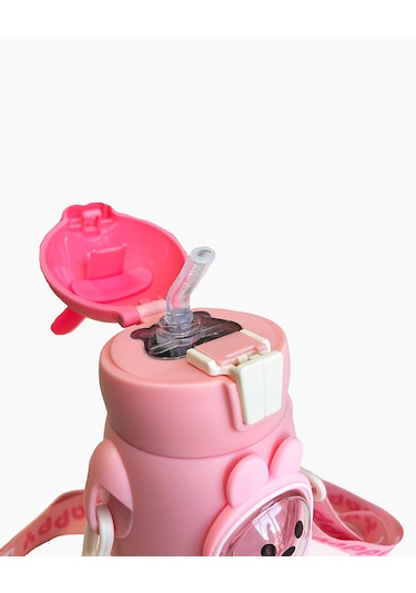 Pembe Tavşan Kulaklı Çoçuk Termosu Paslanmaz Çelik Pembe