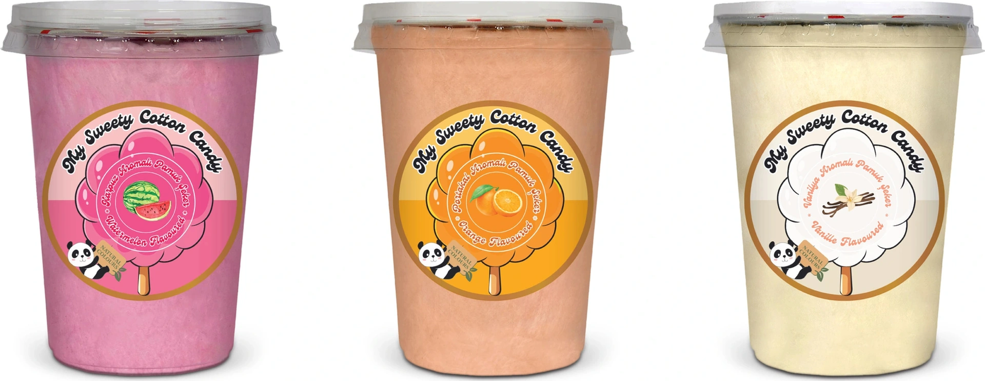 Karpuz, Portakal, Vanilya Aromalı 3'lü Gurme Pamuk Şekerler