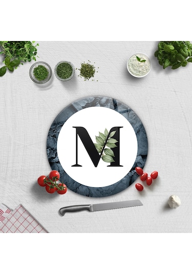 Decorita Cam Kesme Tahtası - Cam Kesme Tablası - Harfli Tasarım M Çap 32 CM