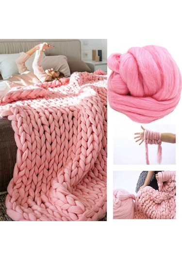 Reedark Kalın Örgü İpi İle Kolay Battaniye - Ev Dekoru Ve Hediye İçin Yumuşak Ve Sıcak Bej