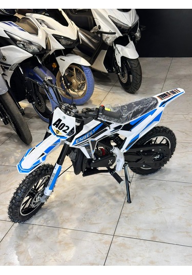 Enbest Benzınlı Çocuk Cros Motoru Hidrolik Frenler 7-17 Yaş Mavi