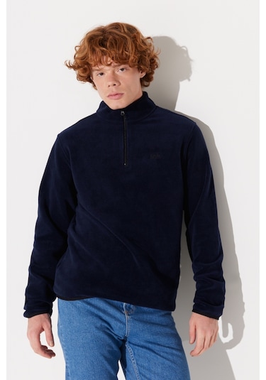 Regular Fit Normal Kesim Dik Yaka Yarım Fermuarlı Lacivert Polar L212208410 Lacivert