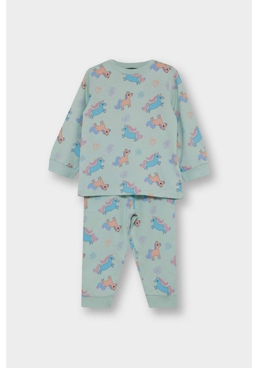 Defacto Kız Bebek 4lü Pijama Takımı Unicorn Baskılı Uzun Kollu Penye Üst Uzun Alt F7201a525aupn350 Pembe